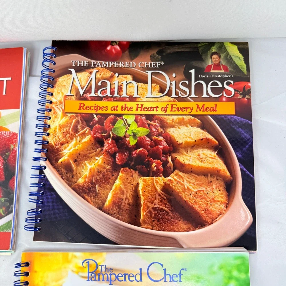 Pampered Chef Cookbook Set Lot of 6 Spiral Bound Recipe Books Main Dishes Baking